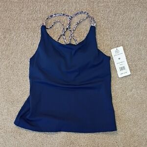 VOGO Athletica Navy Camisole with Patterned Straps